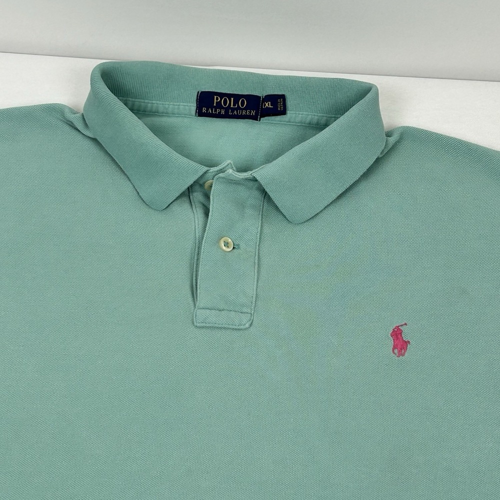 Polo Ralph Lauren Mens XXL Knit Polo Pique Mint Green Pink Pony Classic Fit